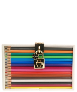 Colored Pencil Box Crossbody Bag F6609 WHITE